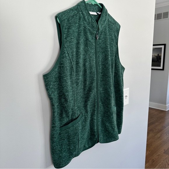 Susan Graver Melange Fleece Zip Front Vest w/ Solid Trim, Size XL - Picture 6 of 10